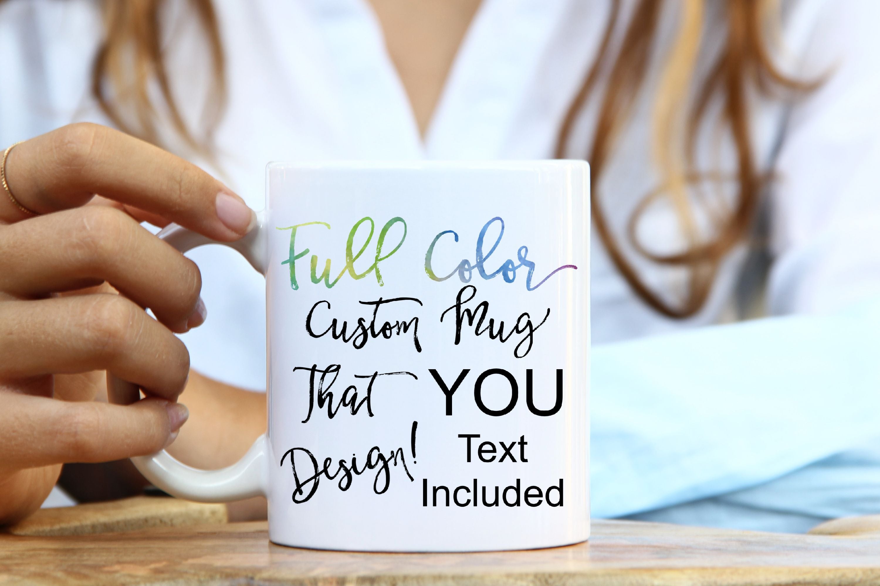 Picture of Custom All White Coffee Mug that you design! Shown, 11oz.