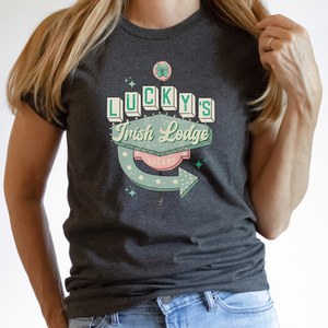 St. Patricks Day  T-Shirt - Lucky's Irish Lodge - Retro Groovy Tee