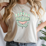 Load image into Gallery viewer, St. Patricks Day  T-Shirt - Lucky&#39;s Irish Lodge - Retro Groovy Tee
