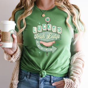 St. Patricks Day  T-Shirt - Lucky's Irish Lodge - Retro Groovy Tee