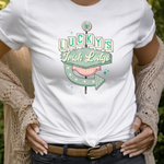 Load image into Gallery viewer, St. Patricks Day  T-Shirt - Lucky&#39;s Irish Lodge - Retro Groovy Tee
